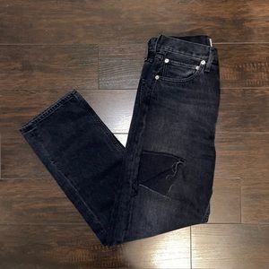 AGOLDE Denim ‘90s’ Ripped Thigh Straight Leg Jeans in Black